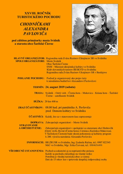 Plagát 28. ročník Chodníčkami Alexandra Pavloviča