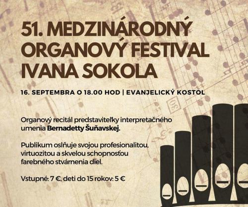 Plagát 51. Medzinárodný organový festival Ivana Sokola