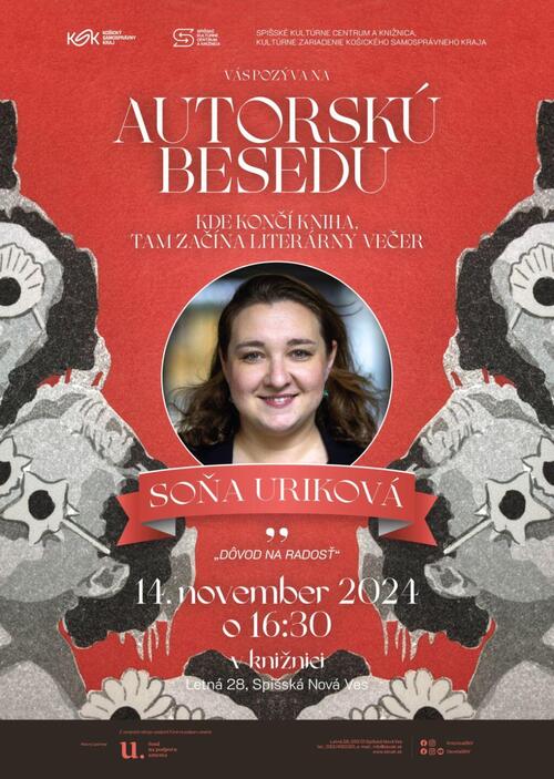 Plagát Autorská beseda so Soňou Urikovou