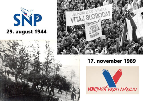 Plagát Boj za slobodu: premostenie SNP a 17.11.1989