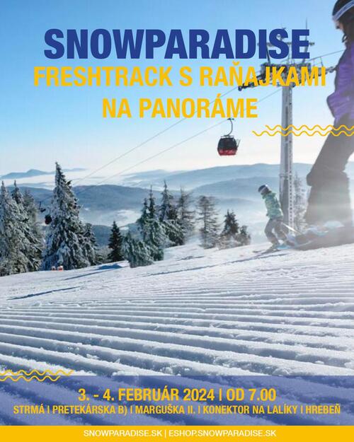 Plagát Freshtrack s raňajkami na Panoráme | 3. - 4. február