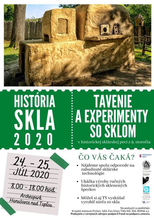 Plagát História skla 2020 - Tavenie a experimenty so sklom