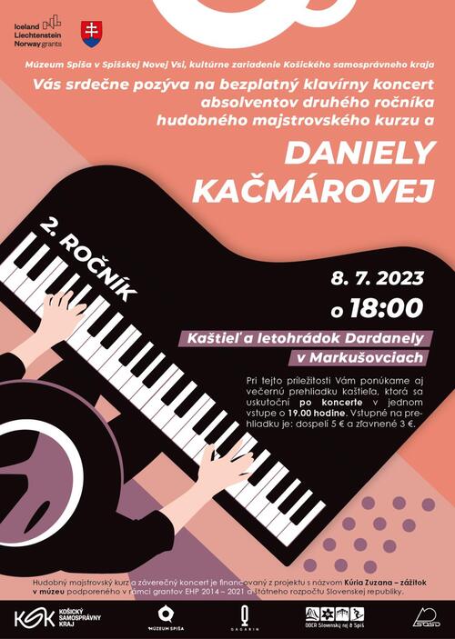 Plagát Koncert absolventov hudobného majstrovského kurzu a Daniely Kačmárovej