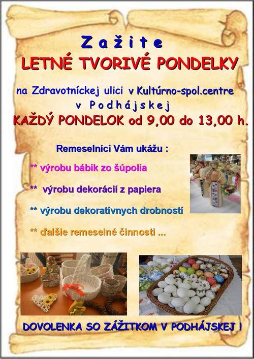 Plagát Letné tvorivé pondelky
