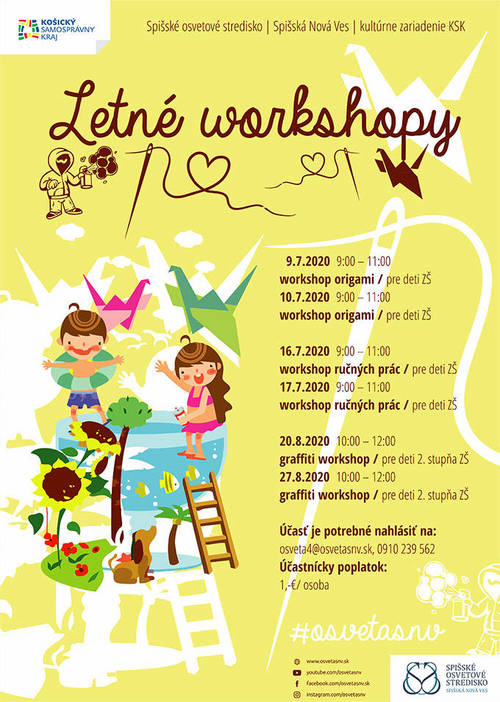 Plagát Letné workshopy pre deti