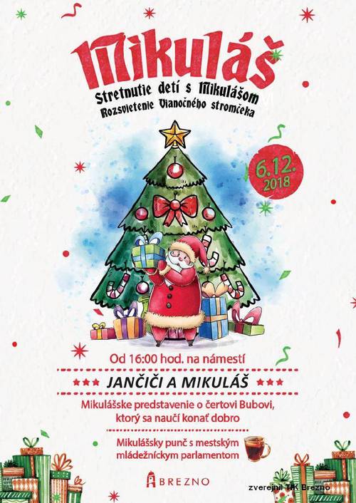 Plagát Mikuláš v Brezne 2018
