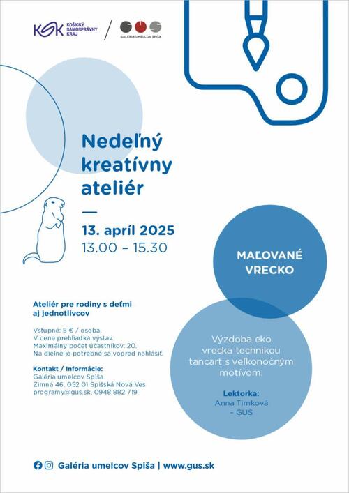 Plagát Nedeľný kreatívny ateliér / Maľované vrecko