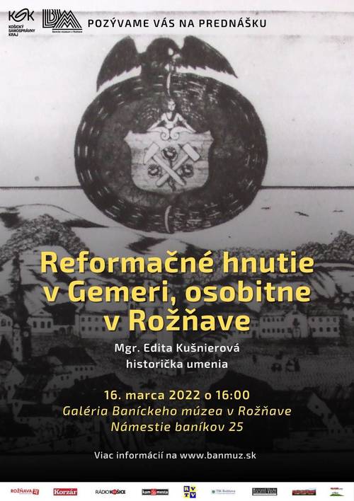 Plagát Reformačné hnutie v Gemeri, osobitne v Rožňave /PREDNÁŠKA/