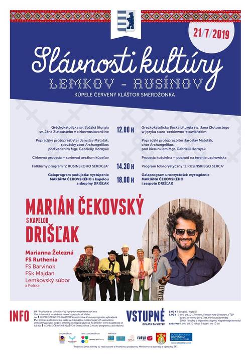 Plagát Slávnosti kultúry Lemkov - Rusínov 2019