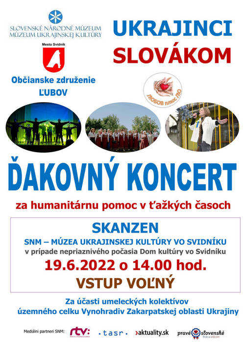 Plagát Ukrajinci Slovákom. Ďakovný koncert