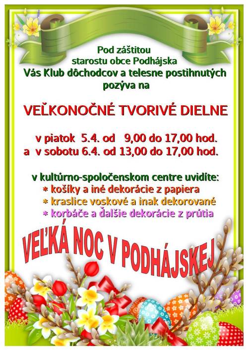 Plagát Veľkonočné tvorivé dielne