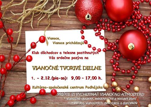 Plagát Vianočné tvorivé dielne
