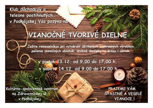 Plagát Vianočné tvorivé dielne