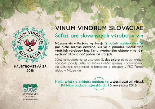 Plagát Vinum vinorum Slovaciae 2018