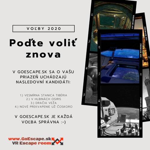 Plagát Voľby 2020 v GoEscape.sk